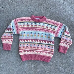 Vintage Millma 100% Alpaca Handknit in Bolivia Little Girls Multicolor size L